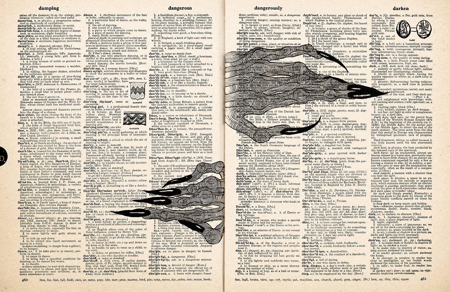 Dangerous – 2023 Inktober Dictionary Page Art Print by Amanda Vance