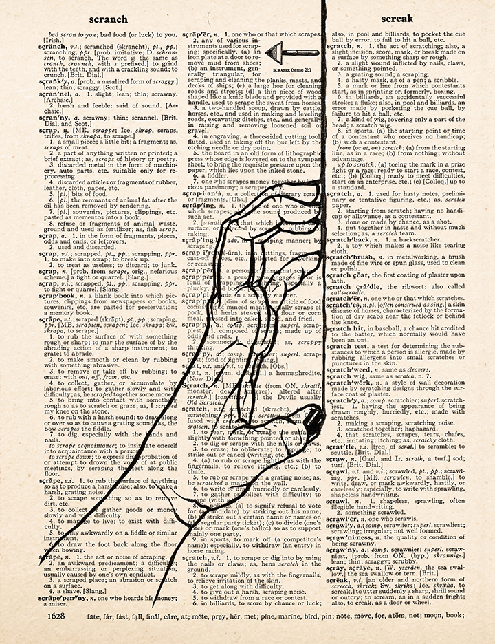 Scratchy – 2023 Inktober Dictionary Page Art Print by Amanda Vance