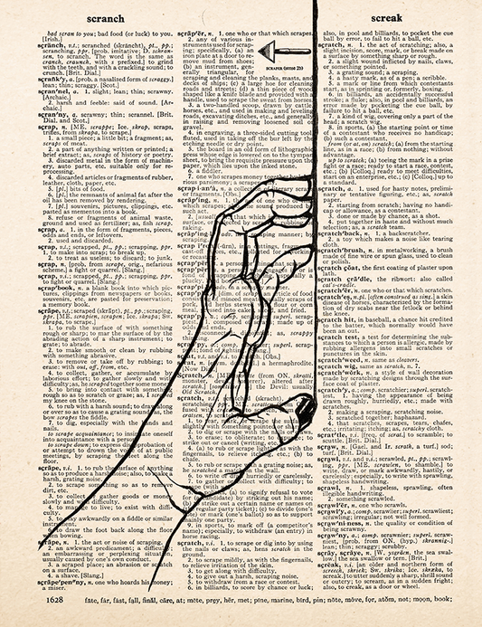 Scratchy – 2023 Inktober Dictionary Page Art Print by Amanda Vance