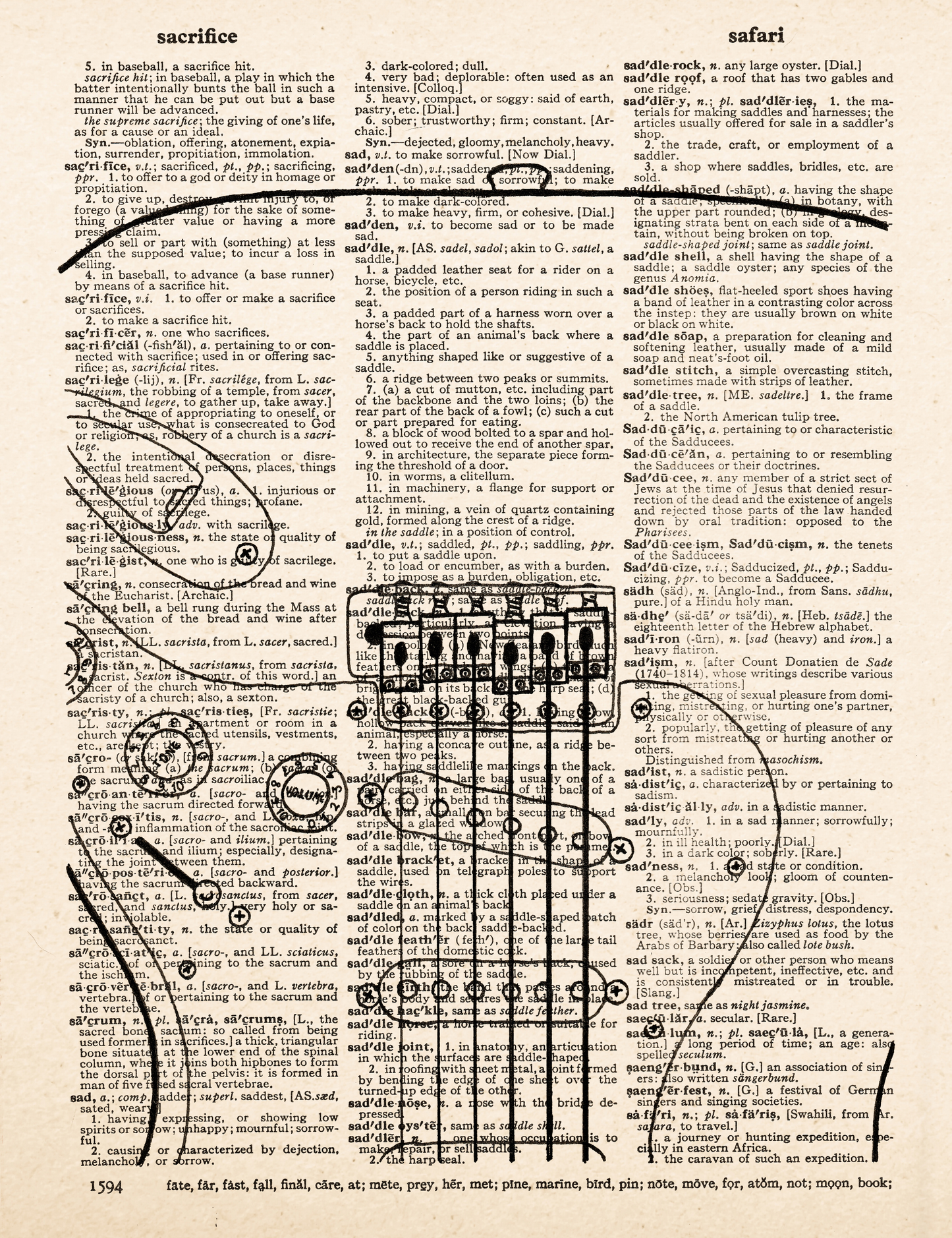 Saddle – 2023 Inktober Dictionary Page Art Print by Amanda Vance