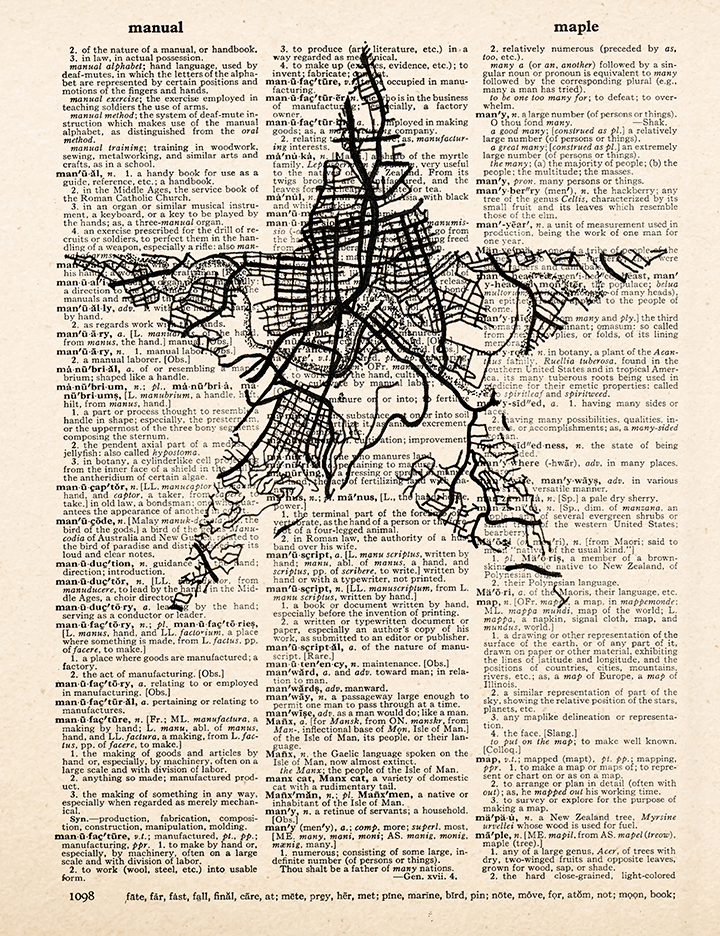 Map – 2023 Inktober Dictionary Page Art Print by Amanda Vance