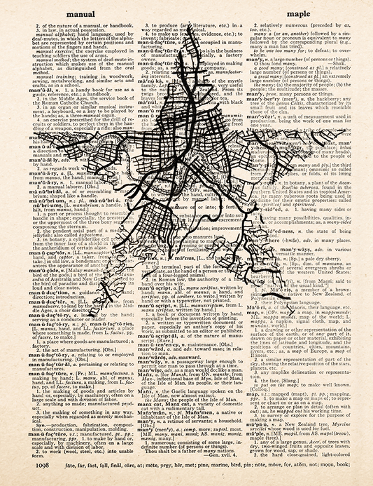 Map – 2023 Inktober Dictionary Page Art Print by Amanda Vance