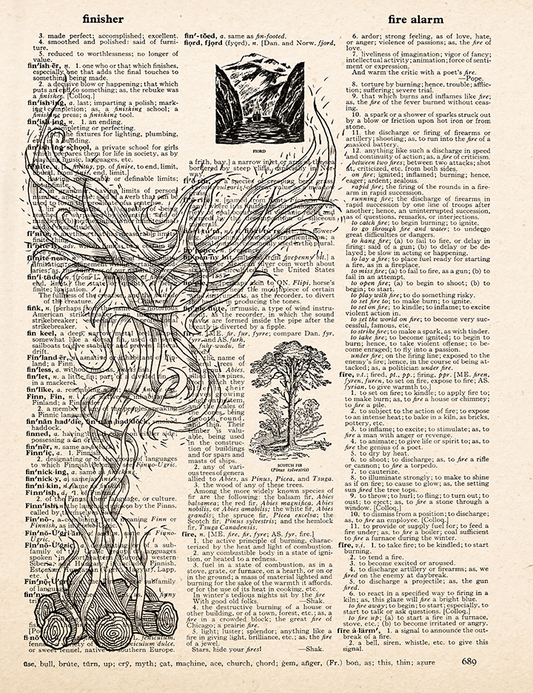 Fire – 2023 Inktober Dictionary Page Art Print by Amanda Vance