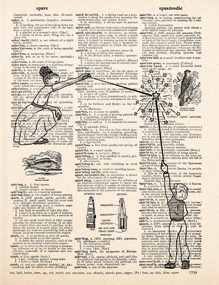 Sparkle – 2023 Inktober Dictionary Page Art Print by Amanda Vance