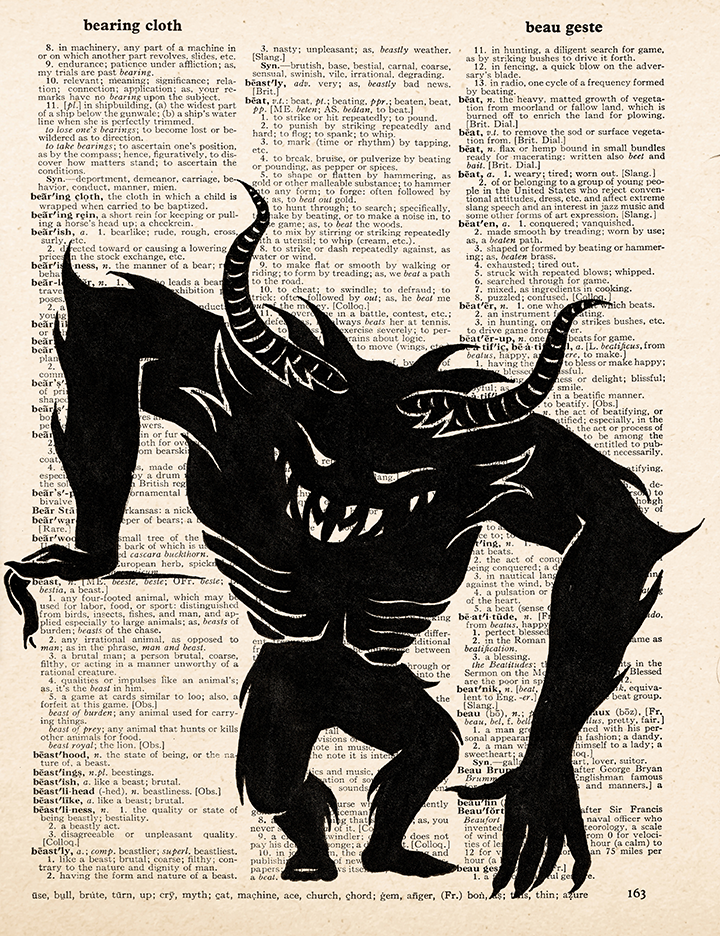 Beast – 2023 Inktober Dictionary Page Art Print by Amanda Vance