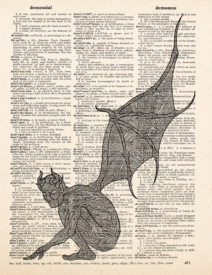 Demon – 2023 Inktober Dictionary Page Art Print by Amanda Vance