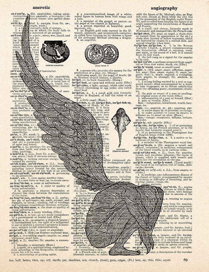 Angel – 2023 Inktober Dictionary Page Art Print by Amanda Vance