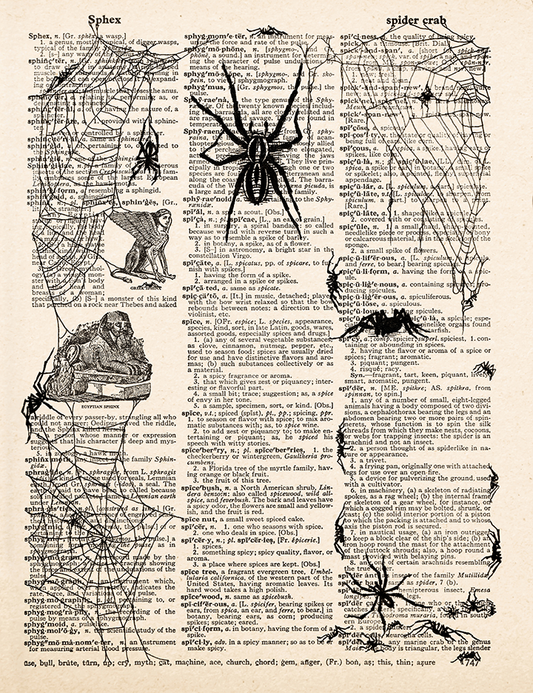 Spiders – 2023 Inktober Dictionary Page Art Print by Amanda Vance