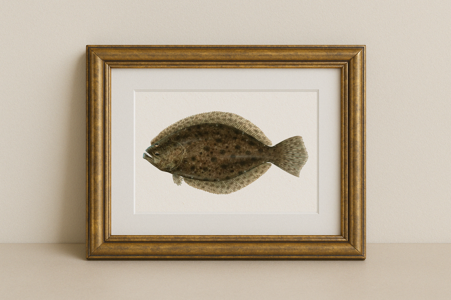 Flounder Fine Art Print (8×10) – Coastal Game Fish Illustration – Saltwater Fishing Wall Art